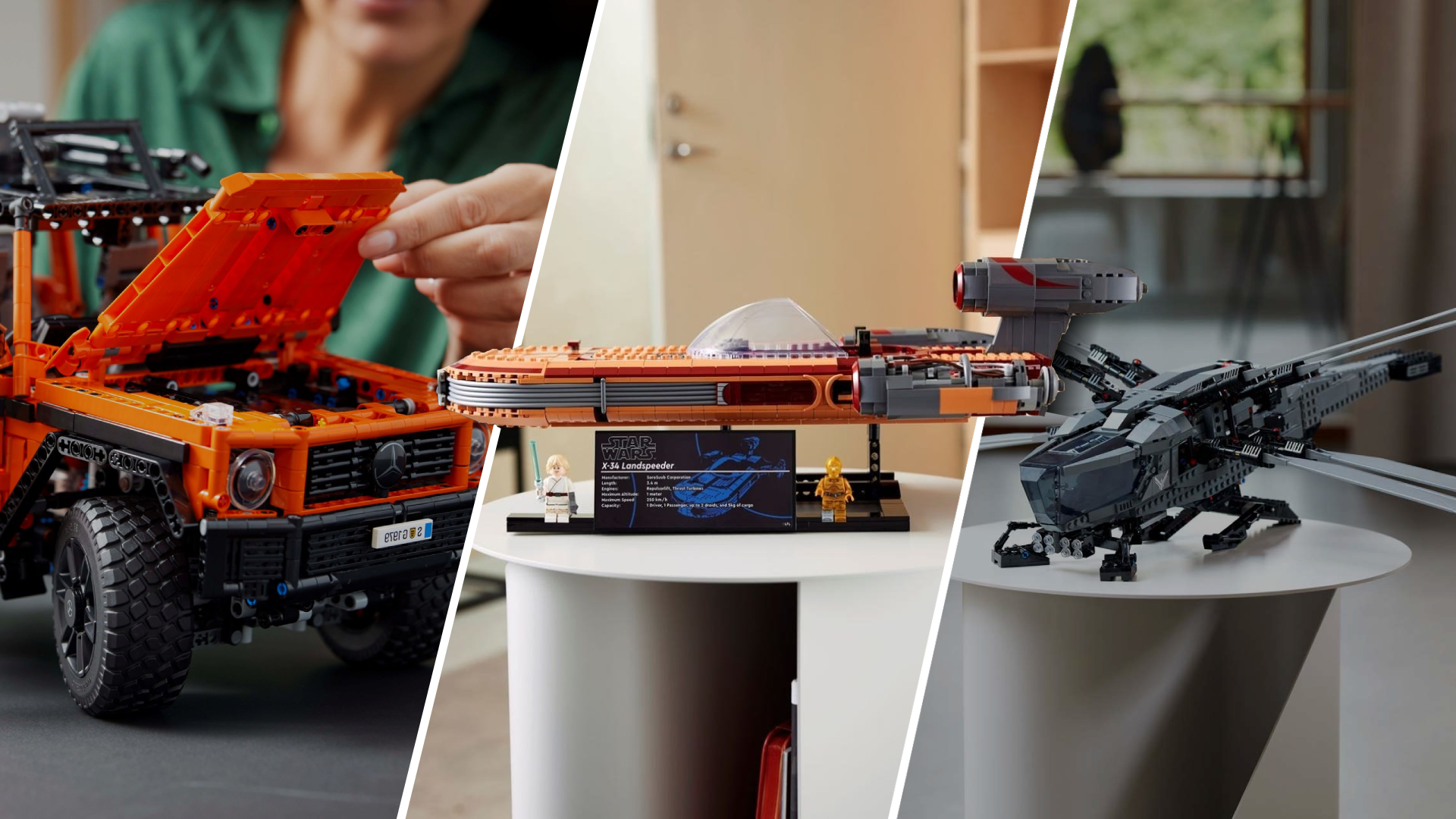 Lego Luke Skywalker Landspeeder, Mercedes en Ornithopter Dune