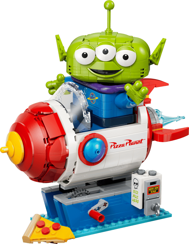Lego Disney Alien met Pizza Planet raket